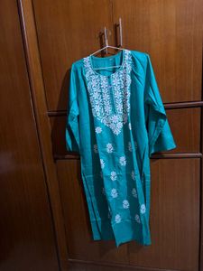 Elegant Teal Embroidered Kurti
