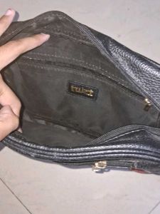 Black Crossbody Bag with Pattern Detail