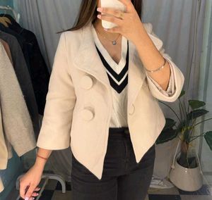Cream Cropped Peacoat
