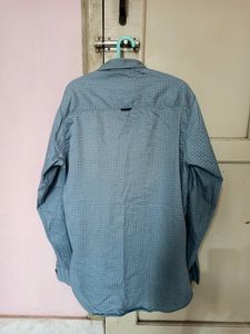 Men Blue Printed Full Sleeve Shirt