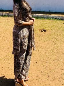 Snakeskin Print Crop Top &amp; Wide Leg Pants Set