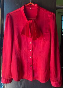Red Bow Tie Blouse