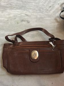 Classic Brown Faux Leather Shoulder Bag