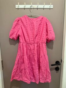 Zara Pink Eyelet Tiered Mini Dress