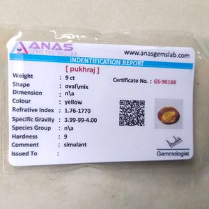 9 CTS Yellow Sapphire Pukhraj Gemstone