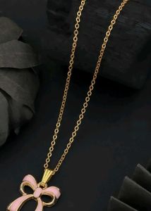 Pink Bow Necklace