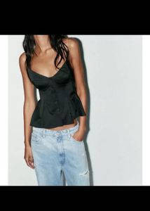 ZARA 🖤Black Button-Front Bustier Top