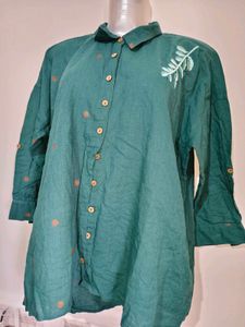 🎄Buy 1, Get 1 Free🎁XL/XXL Green Button-Down Top