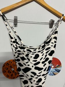 Cowl Neck Mini Dress - Dalmatian Print