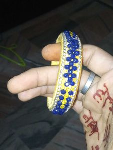 Blue Beaded Bangle Bracelet
