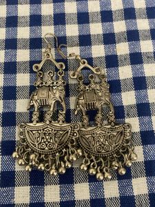 Elephant Charm Silver Earrings