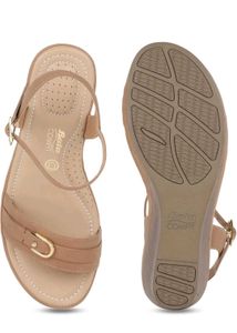Light Brown Ankle Strap Wedge Sandals