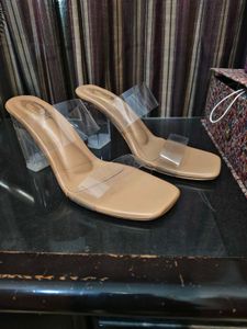 Nude Heels with Clear Straps