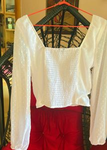 White Sheer Button-Down Top
