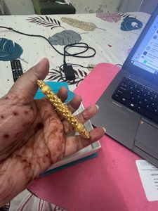 Candere Gold Beaded Openable Bangle Braclet