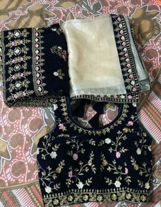 Elegant Navy Blue Embroidered Lehenga Choli