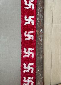 Red &amp; White Swastika Fur Woolen Readymade Rangoli