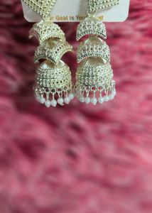 Elegant Silver Jhumka Earrings