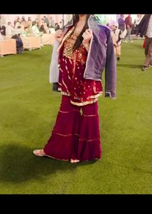 Beautiful Purple Embroidered Sharara