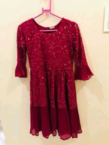 Maroon Embellished Dress