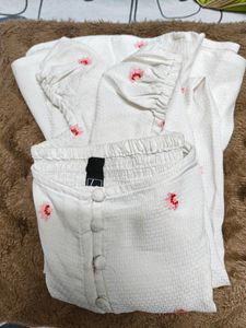 White Full Sleeves Printed Top