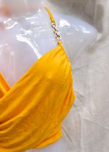 Yellow Halter Crop Top