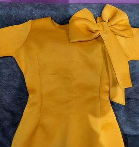 Bodycon Mustard Midi Partywear Dress Western