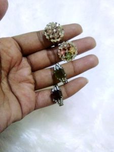 Chic Gemstone & Floral Fashion Ring Set (4 Pcs)