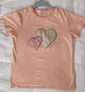 Peach Double Heart Tee Shirt Girl
