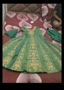 Green Embroidered Anarkali Kurta Set