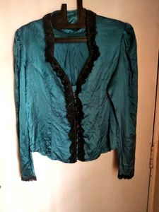 Beautiful Lace Trim Imported Satin Top