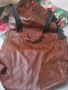 Brown Faux Leather Backpack