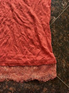 Lace edged Coral Top