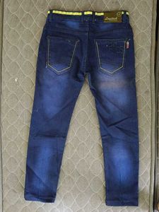 Dark Blue Jeans with Yellow Detail