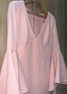 Pinkish Peach Flared Sleeve Dress