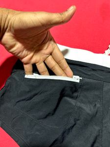 Black &amp; White Sporty Shorts Zip Pocket