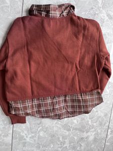 Chic Plaid Collar Layered Sweatshirt