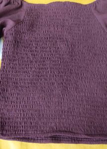 Chic Maroon Puff Sleeved Smocked Crop Top