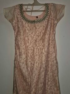 Peach Embroidered Kurta Set