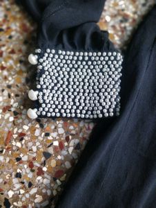 Black Mini Dress with Beaded Detail