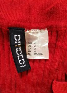 Red Knit Long Sleeve Top