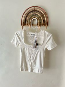 Cute White Lace Trim Top