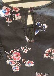Black Western Top With Printed Flowers