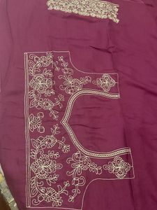 Satin Embroidery Saree