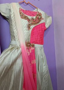 Elegant Beige &amp; Pink Dress