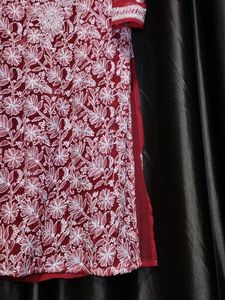 Red Without Inner Chicken Kurti