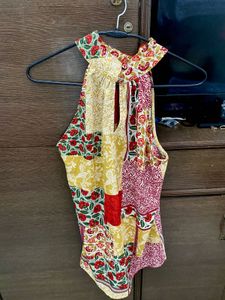 Patchwork Halter Top With Pants