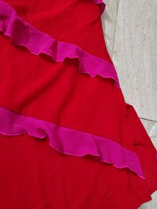 Red Ruffle Detail Dress