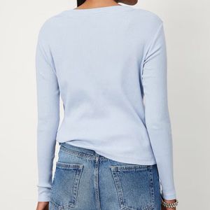 Light Blue Ribbed Long Sleeve Top