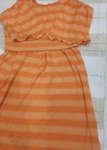 Orange Strachable Kurti Kum Frock